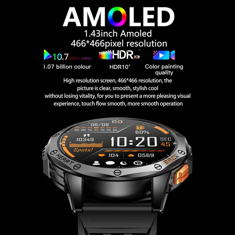 Montre connectée de sport GPS LEMFO K67 avec écran AMOLED de 1,43 pouces, prise en charge des appels Bluetooth / surveillance de la santé