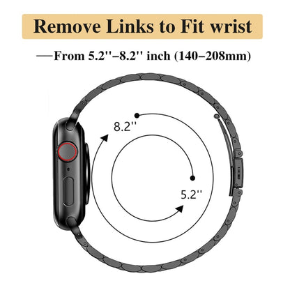 Bracelet de montre en métal fin à sept perles avec boucle de lance-pierre, For Apple Watch 46mm / 49mm / 45mm / 44mm, For Apple Watch 42mm / 41mm / 40mm / 38mm
