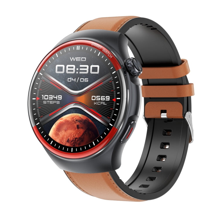 Montre connectée T82 avec écran rond de 1,43 pouce et appels BT, fréquence cardiaque / pression artérielle / oxygène sanguin / sommeil / glycémie / HRV / métope / SOS, Silicone Black, Silicone Red, Silicone Blue, Leather Brown, Leather Black           ...
