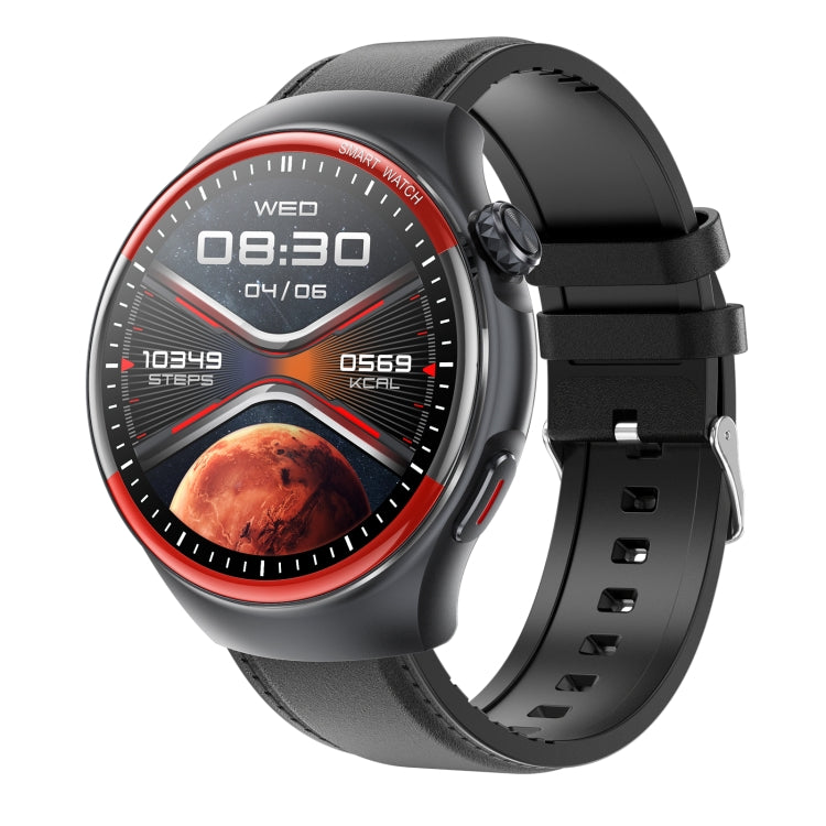 Montre connectée T82 avec écran rond de 1,43 pouce et appels BT, fréquence cardiaque / pression artérielle / oxygène sanguin / sommeil / glycémie / HRV / métope / SOS, Silicone Black, Silicone Red, Silicone Blue, Leather Brown, Leather Black           ...