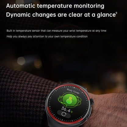 Montre connectée T82 avec écran rond de 1,43 pouce et appels BT, fréquence cardiaque / pression artérielle / oxygène sanguin / sommeil / glycémie / HRV / métope / SOS, Silicone Black, Silicone Red, Silicone Blue, Leather Brown, Leather Black           ...