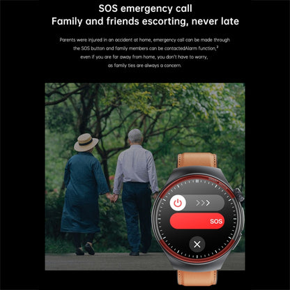 Montre connectée T82 avec écran rond de 1,43 pouce et appels BT, fréquence cardiaque / pression artérielle / oxygène sanguin / sommeil / glycémie / HRV / métope / SOS, Silicone Black, Silicone Red, Silicone Blue, Leather Brown, Leather Black           ...