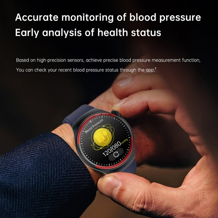 Montre connectée T82 avec écran rond de 1,43 pouce et appels BT, fréquence cardiaque / pression artérielle / oxygène sanguin / sommeil / glycémie / HRV / métope / SOS, Silicone Black, Silicone Red, Silicone Blue, Leather Brown, Leather Black           ...