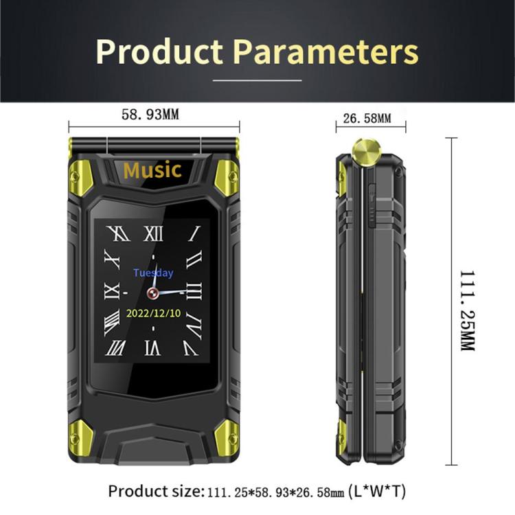 Téléphone robuste à double écran M7+ 4G, 2,8 pouces à l'intérieur, 2,4 pouces à l'extérieur, batterie 6800 mAh, 24 touches, lampe de poche, réseau : 4G, double SIM, SOS, EU Plug, US Plug, UK Plug