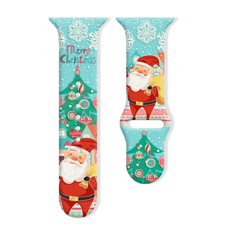 Bracelet de montre en silicone avec boucle inversée et motif de Noël, For Apple Watch 46mm / 49mm / 45mm / 44mm, For Apple Watch 42mm / 41mm / 40mm / 38mm