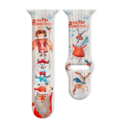 Bracelet de montre en silicone avec boucle inversée et motif de Noël, For Apple Watch 46mm / 49mm / 45mm / 44mm, For Apple Watch 42mm / 41mm / 40mm / 38mm