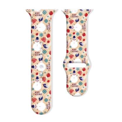 Bracelet de montre en silicone avec boucle inversée et motif de Noël, For Apple Watch 46mm / 49mm / 45mm / 44mm, For Apple Watch 42mm / 41mm / 40mm / 38mm
