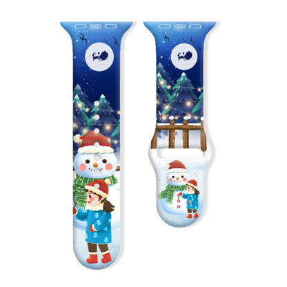 Bracelet de montre en silicone avec boucle inversée et motif de Noël, For Apple Watch 46mm / 49mm / 45mm / 44mm, For Apple Watch 42mm / 41mm / 40mm / 38mm