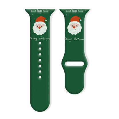 Bracelet de montre en silicone avec boucle inversée et motif de Noël, For Apple Watch 46mm / 49mm / 45mm / 44mm, For Apple Watch 42mm / 41mm / 40mm / 38mm