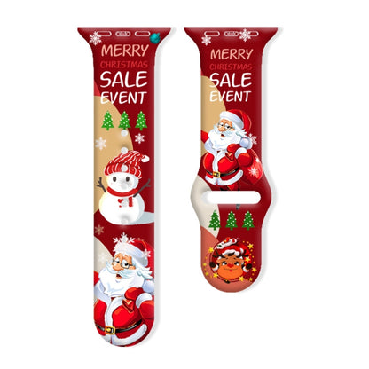 Bracelet de montre en silicone avec boucle inversée et motif de Noël, For Apple Watch 46mm / 49mm / 45mm / 44mm, For Apple Watch 42mm / 41mm / 40mm / 38mm