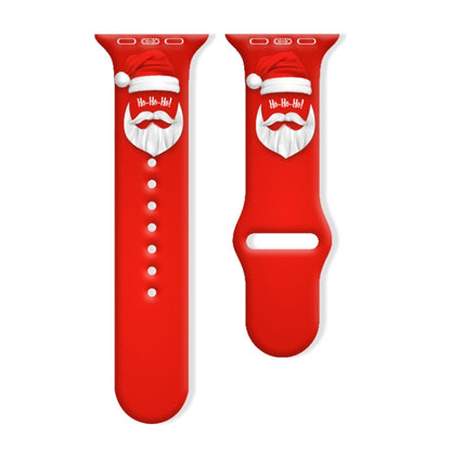 Bracelet de montre en silicone avec boucle inversée et motif de Noël, For Apple Watch 46mm / 49mm / 45mm / 44mm, For Apple Watch 42mm / 41mm / 40mm / 38mm