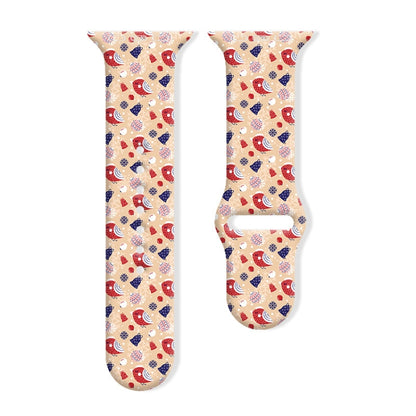 Bracelet de montre en silicone avec boucle inversée et motif de Noël, For Apple Watch 46mm / 49mm / 45mm / 44mm, For Apple Watch 42mm / 41mm / 40mm / 38mm