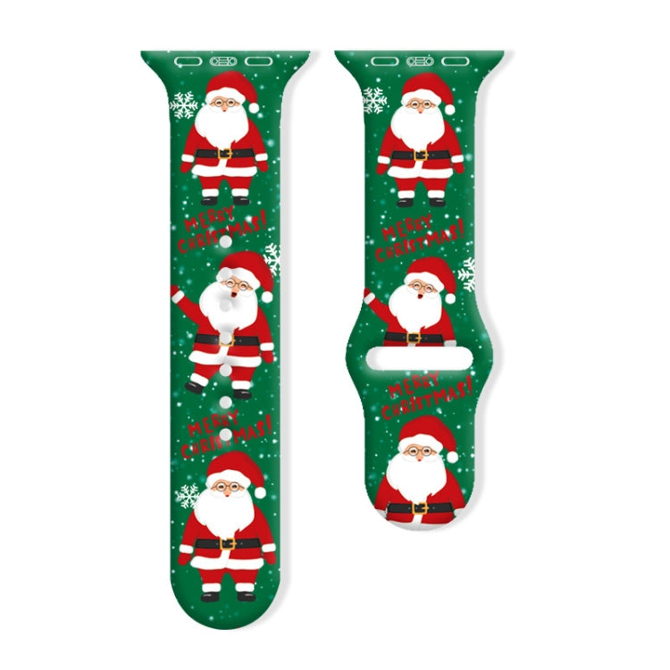 Bracelet de montre en silicone avec boucle inversée et motif de Noël, For Apple Watch 46mm / 49mm / 45mm / 44mm, For Apple Watch 42mm / 41mm / 40mm / 38mm