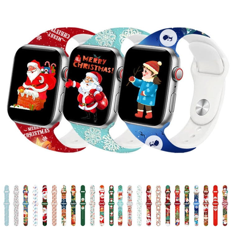 Bracelet de montre en silicone avec boucle inversée et motif de Noël, For Apple Watch 46mm / 49mm / 45mm / 44mm, For Apple Watch 42mm / 41mm / 40mm / 38mm