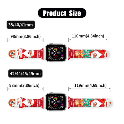 Bracelet de montre en silicone avec boucle inversée et motif de Noël, For Apple Watch 46mm / 49mm / 45mm / 44mm, For Apple Watch 42mm / 41mm / 40mm / 38mm