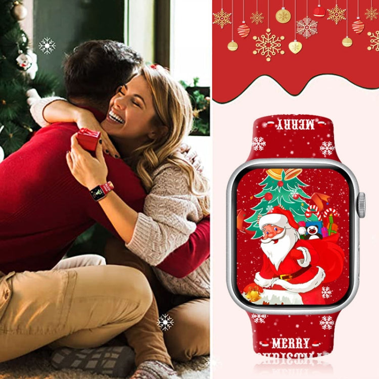Bracelet de montre en silicone avec boucle inversée et motif de Noël, For Apple Watch 46mm / 49mm / 45mm / 44mm, For Apple Watch 42mm / 41mm / 40mm / 38mm
