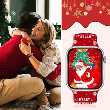 Bracelet de montre en silicone avec boucle inversée et motif de Noël, For Apple Watch 46mm / 49mm / 45mm / 44mm, For Apple Watch 42mm / 41mm / 40mm / 38mm