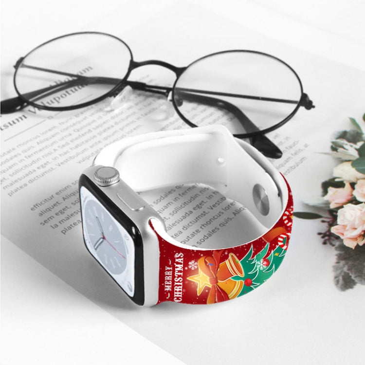 Bracelet de montre en silicone avec boucle inversée et motif de Noël, For Apple Watch 46mm / 49mm / 45mm / 44mm, For Apple Watch 42mm / 41mm / 40mm / 38mm