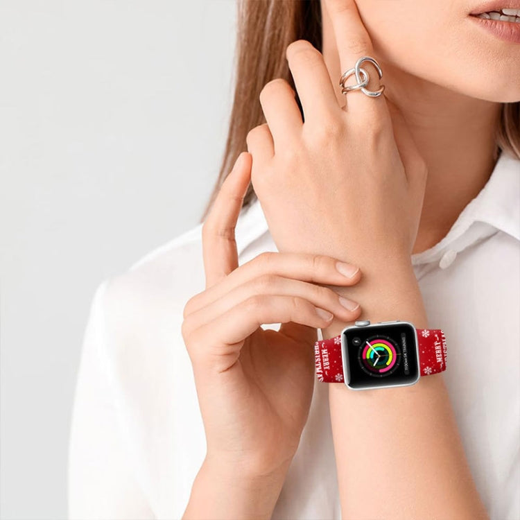 Bracelet de montre en silicone avec boucle inversée et motif de Noël, For Apple Watch 46mm / 49mm / 45mm / 44mm, For Apple Watch 42mm / 41mm / 40mm / 38mm