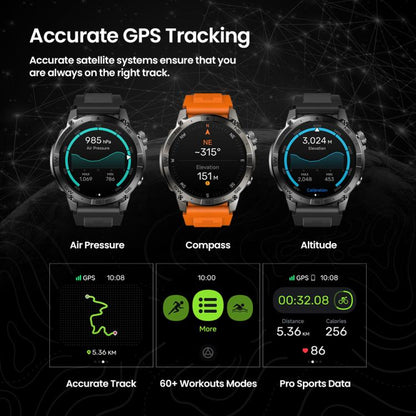 Montre connectée Zeblaze Stratos 2 Plus avec écran de 1,43 pouces et GPS 3 ATM pour la santé et le fitness, Stratos 2 Plus