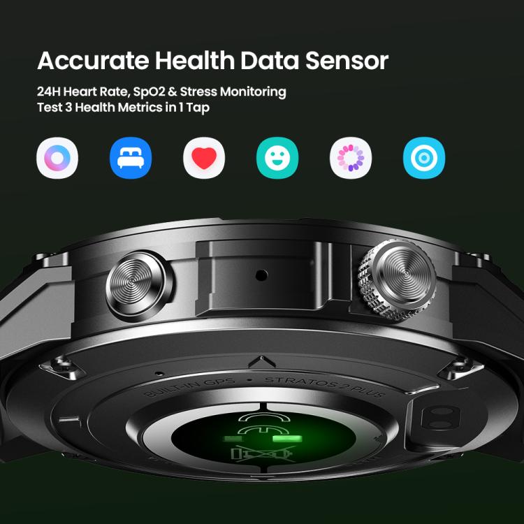 Montre connectée Zeblaze Stratos 2 Plus avec écran de 1,43 pouces et GPS 3 ATM pour la santé et le fitness, Stratos 2 Plus