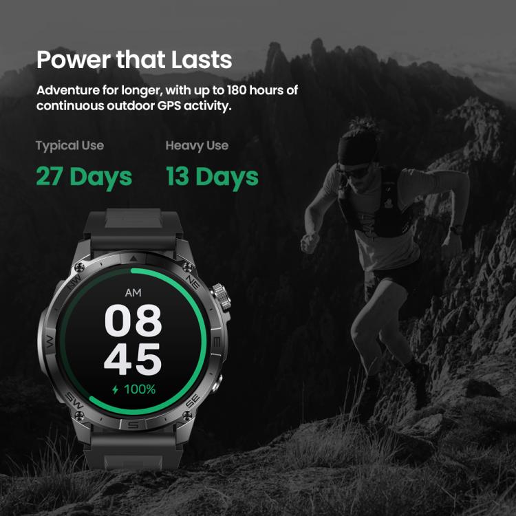 Montre connectée Zeblaze Stratos 2 Plus avec écran de 1,43 pouces et GPS 3 ATM pour la santé et le fitness, Stratos 2 Plus