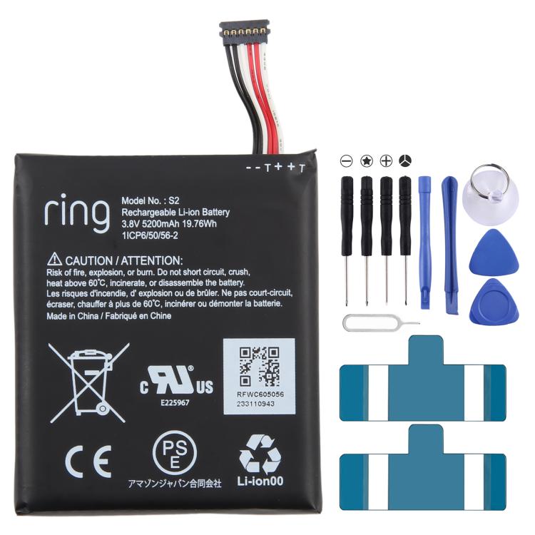 Remplacement de la batterie, For Ring Video Doorbell Ring S2 5200mAh