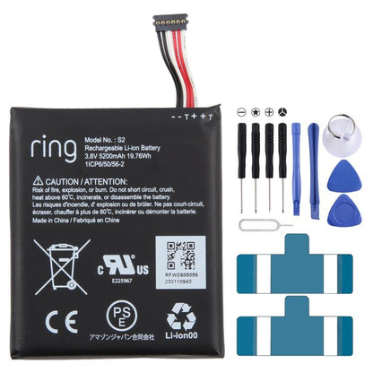 Remplacement de la batterie, For Ring Video Doorbell Ring S2 5200mAh