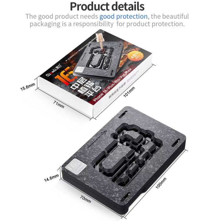 Plateforme de reballage BGA à couche intermédiaire magnétique Qianli 4 en 1 pour iPhone série 16