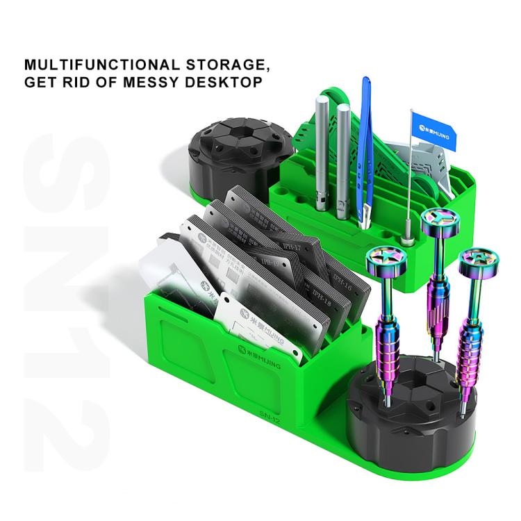 Mijing SN-12 Organiseur de rangement multifonctionnel rotatif à 360° + boîte de rangement en filet de plantation en étain