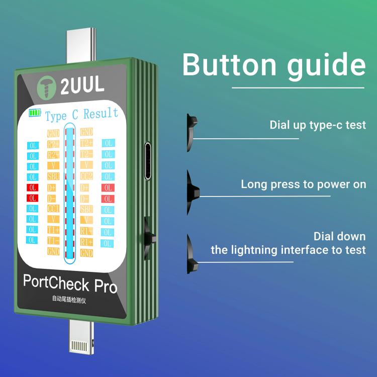 2uul PW31 PortCheck Pro 5 V/2 A Type-C/Interface d'éclairage Détecteur automatique de prise arrière