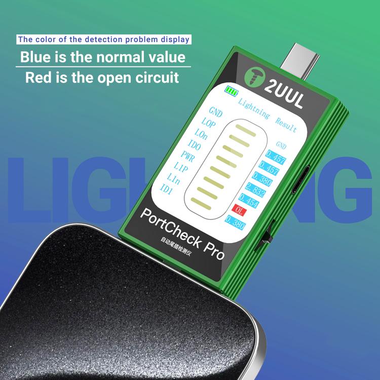 2uul PW31 PortCheck Pro 5 V/2 A Type-C/Interface d'éclairage Détecteur automatique de prise arrière