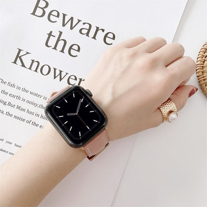 Bracelet de montre en cuir avec coutures en V, For Apple Watch 5 & 4 44mm / 3 & 2 & 1 42mm, For Apple Watch Series 8&7 41mm / SE 2&6&SE&5&4 40mm / 3&2&1 38mm, For Apple Watch Series 7 41mm / 6 & SE & 5 & 4 40mm / 3 & 2 & 1 38mm