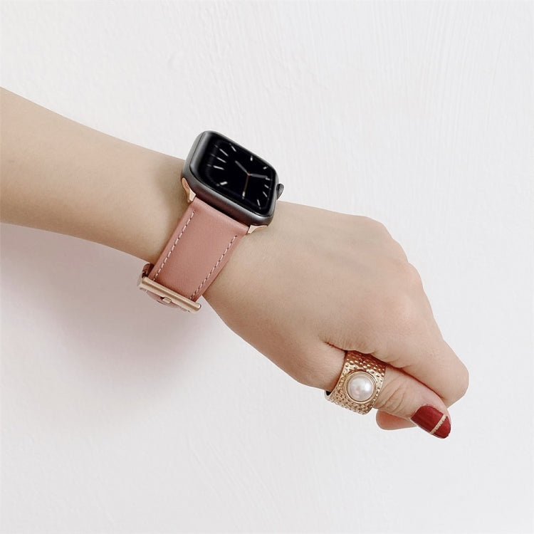 Bracelet de montre en cuir avec coutures en V, For Apple Watch 5 & 4 44mm / 3 & 2 & 1 42mm, For Apple Watch Series 8&7 41mm / SE 2&6&SE&5&4 40mm / 3&2&1 38mm, For Apple Watch Series 7 41mm / 6 & SE & 5 & 4 40mm / 3 & 2 & 1 38mm