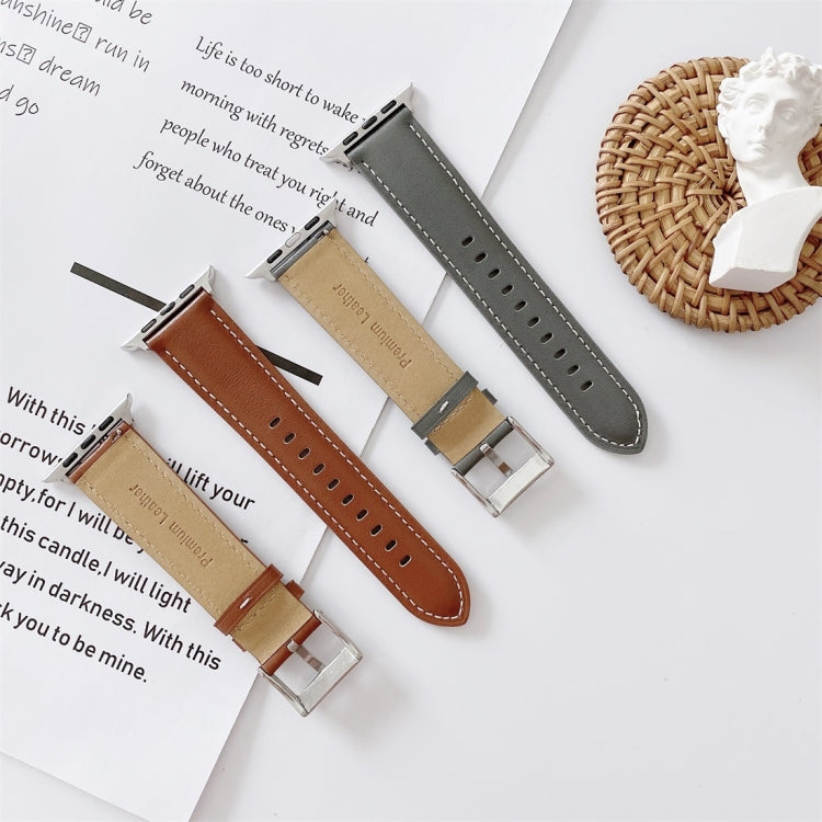Bracelet de montre en cuir avec coutures en V, For Apple Watch 5 & 4 44mm / 3 & 2 & 1 42mm, For Apple Watch Series 8&7 41mm / SE 2&6&SE&5&4 40mm / 3&2&1 38mm, For Apple Watch Series 7 41mm / 6 & SE & 5 & 4 40mm / 3 & 2 & 1 38mm