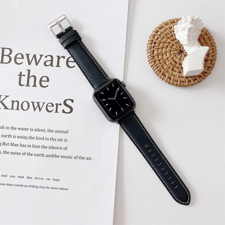 Bracelet de montre en cuir avec coutures en V, For Apple Watch 5 & 4 44mm / 3 & 2 & 1 42mm, For Apple Watch Series 8&7 41mm / SE 2&6&SE&5&4 40mm / 3&2&1 38mm, For Apple Watch Series 7 41mm / 6 & SE & 5 & 4 40mm / 3 & 2 & 1 38mm