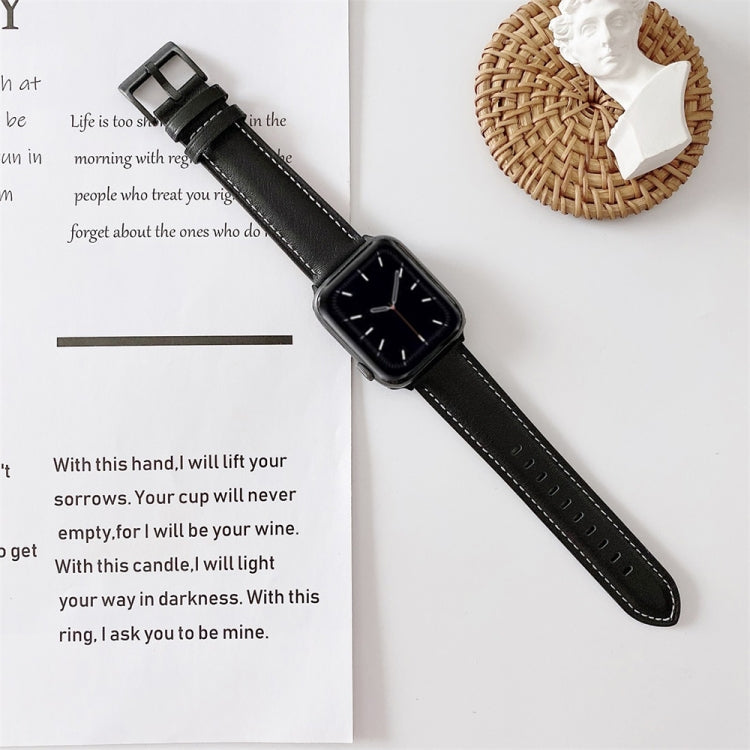 Bracelet de montre en cuir avec coutures en V, For Apple Watch 5 & 4 44mm / 3 & 2 & 1 42mm, For Apple Watch Series 8&7 41mm / SE 2&6&SE&5&4 40mm / 3&2&1 38mm, For Apple Watch Series 7 41mm / 6 & SE & 5 & 4 40mm / 3 & 2 & 1 38mm