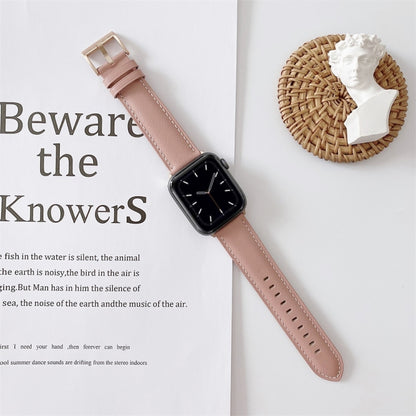 Bracelet de montre en cuir avec coutures en V, For Apple Watch 5 & 4 44mm / 3 & 2 & 1 42mm, For Apple Watch Series 8&7 41mm / SE 2&6&SE&5&4 40mm / 3&2&1 38mm, For Apple Watch Series 7 41mm / 6 & SE & 5 & 4 40mm / 3 & 2 & 1 38mm