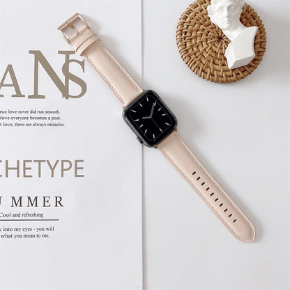 Bracelet de montre en cuir avec coutures en V, For Apple Watch 5 & 4 44mm / 3 & 2 & 1 42mm, For Apple Watch Series 8&7 41mm / SE 2&6&SE&5&4 40mm / 3&2&1 38mm, For Apple Watch Series 7 41mm / 6 & SE & 5 & 4 40mm / 3 & 2 & 1 38mm