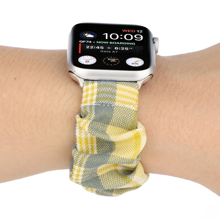 Tissu de style uniforme JK + bracelet de montre en acier inoxydable, For Apple Watch Series 7 45mm / 6 & SE & 5 & 4 44mm / 3 & 2 & 1 42mm, For Apple Watch Series 7 41mm / 6 & SE & 5 & 4 40mm / 3 & 2 & 1 38mm