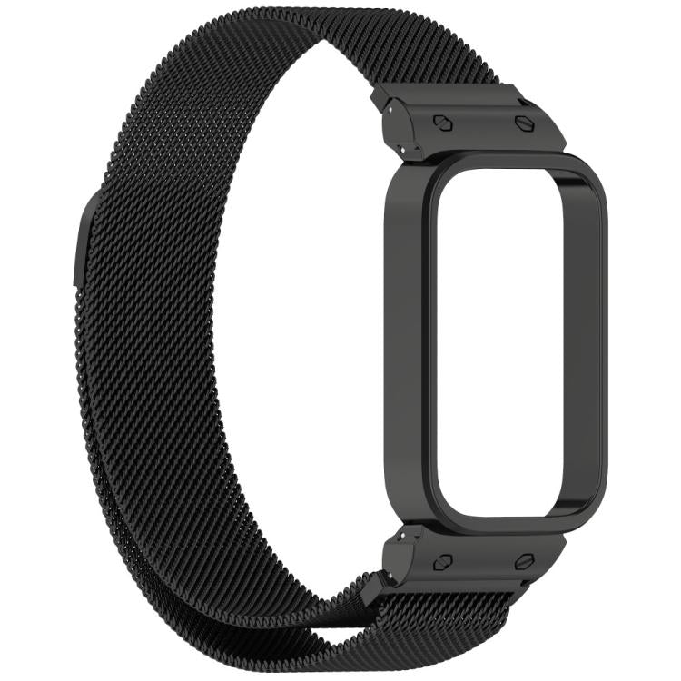 xDfind Cadre de montre avec bracelet magnétique Milan intégré, For Redmi Band 3 / Xiaomi Smart Band 9 Active, For Redmi Band 2 / Xiaomi Smart Band 8 Active