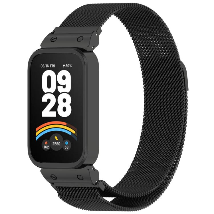 xDfind Cadre de montre avec bracelet magnétique Milan intégré, For Redmi Band 3 / Xiaomi Smart Band 9 Active, For Redmi Band 2 / Xiaomi Smart Band 8 Active