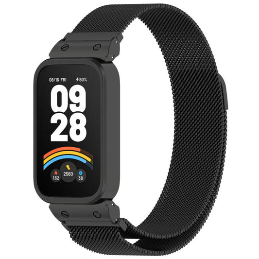 xDfind Cadre de montre avec bracelet magnétique Milan intégré, For Redmi Band 3 / Xiaomi Smart Band 9 Active, For Redmi Band 2 / Xiaomi Smart Band 8 Active