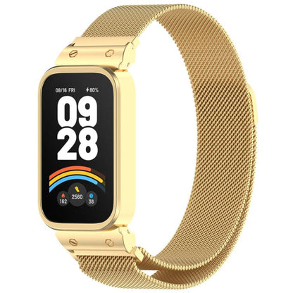 xDfind Cadre de montre avec bracelet magnétique Milan intégré, For Redmi Band 3 / Xiaomi Smart Band 9 Active, For Redmi Band 2 / Xiaomi Smart Band 8 Active