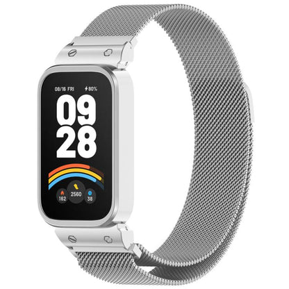 xDfind Cadre de montre avec bracelet magnétique Milan intégré, For Redmi Band 3 / Xiaomi Smart Band 9 Active, For Redmi Band 2 / Xiaomi Smart Band 8 Active