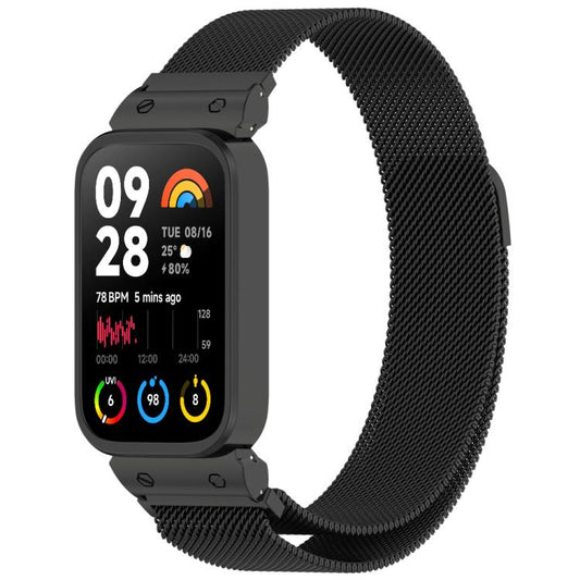 xDfind Cadre de montre avec bracelet magnétique Milan intégré, For Xiaomi Band 10 Pro/9 Pro/Redmi Watch 6/5/4, For Redmi Band 3 / Xiaomi Smart Band 9 Active, For Redmi Band 2 / Xiaomi Smart Band 8 Active