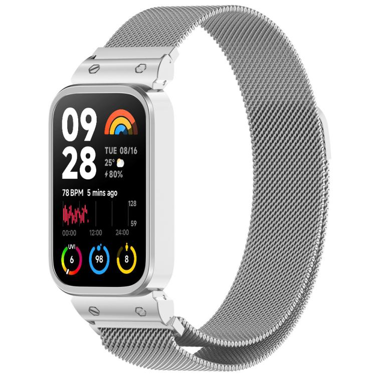 xDfind Cadre de montre avec bracelet magnétique Milan intégré, For Xiaomi Band 10 Pro/9 Pro/Redmi Watch 6/5/4, For Redmi Band 3 / Xiaomi Smart Band 9 Active, For Redmi Band 2 / Xiaomi Smart Band 8 Active
