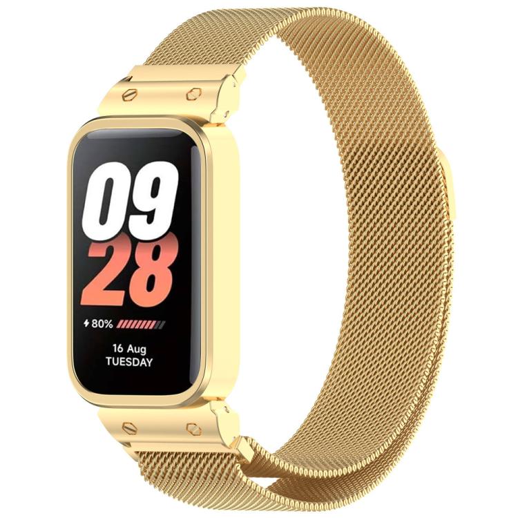 xDfind Cadre de montre avec bracelet magnétique Milan intégré, For Redmi Band 3 / Xiaomi Smart Band 9 Active, For Redmi Band 2 / Xiaomi Smart Band 8 Active