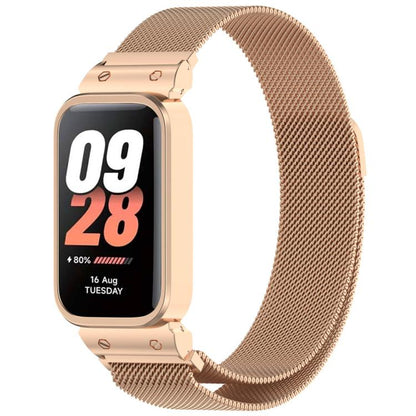 xDfind Cadre de montre avec bracelet magnétique Milan intégré, For Redmi Band 3 / Xiaomi Smart Band 9 Active, For Redmi Band 2 / Xiaomi Smart Band 8 Active