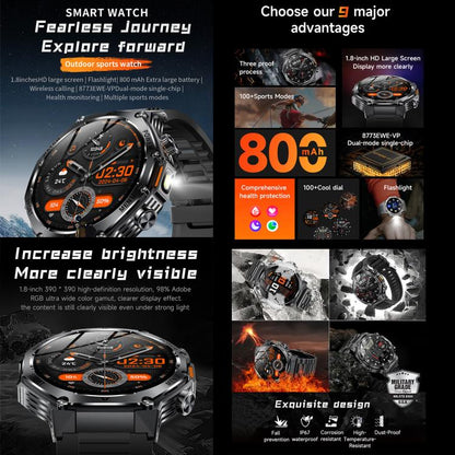 Montre connectée AK82 BT Call, compatible avec le suivi de l'oxygénation sanguine, de la pression artérielle, de la fréquence cardiaque et de la santé sportive.
